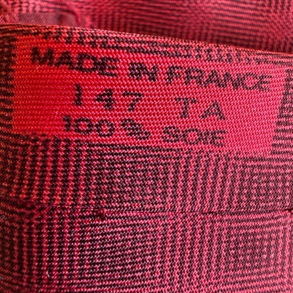 Authentic Vintage Hermes Paris‎ 100% Silk Plaid Patterned Tie Made in France - Picture 8 of 10